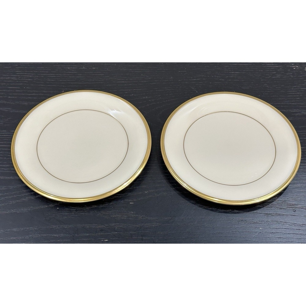 Lenox Eternal Bread/Dessert Plates Cream W/Gold Trim 6⅜" - USA Made - SET OF 2!
